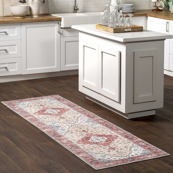 Nuloom Melanie Transitional Medallion Machine Washable Area Rug 2ft 6in x 8ft HJAU53A-2608 - main